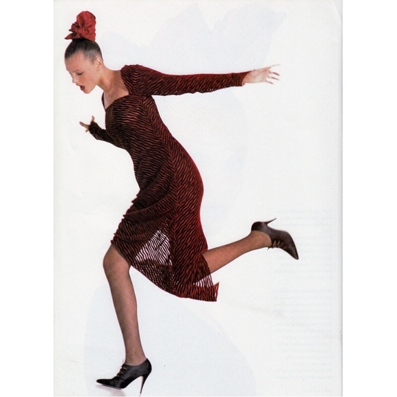 KARL LAGERFELD Collection FW 1994 Velvet Devoré Asymmetrical Red Velvet Dress xs - Picture 7 of 17